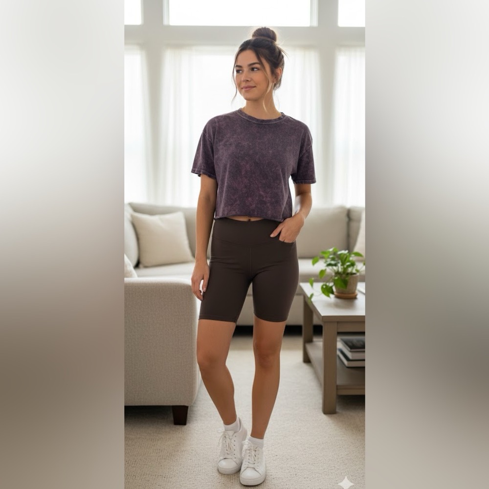 Women’s Crop shirt Fits Small Medium Acid Washed purple short sleeve Top Shirt